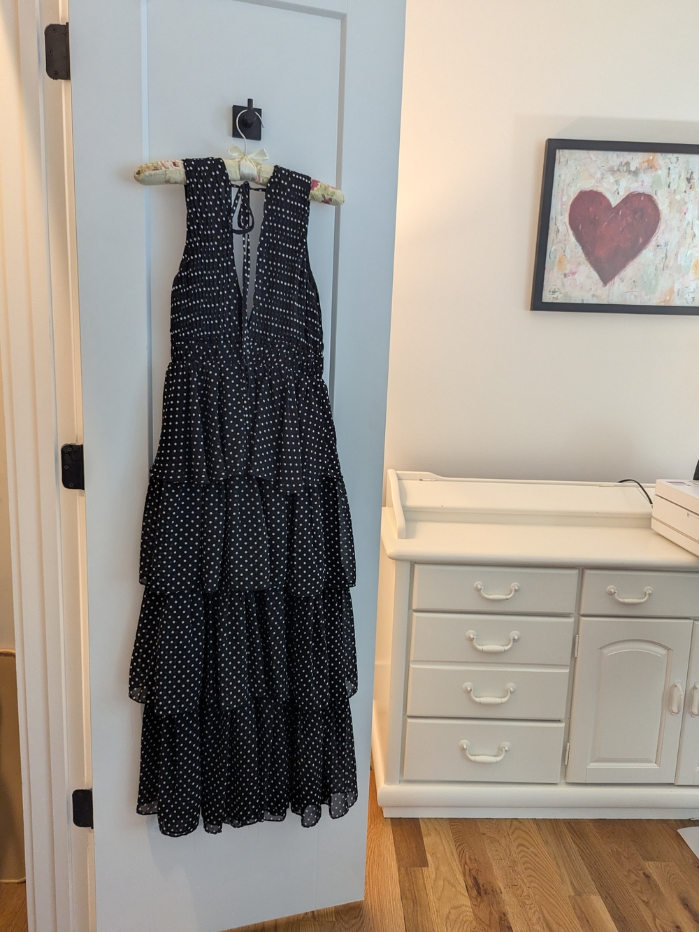 Endless Rose Black with White Polka Dot Tiered Maxi Dress
